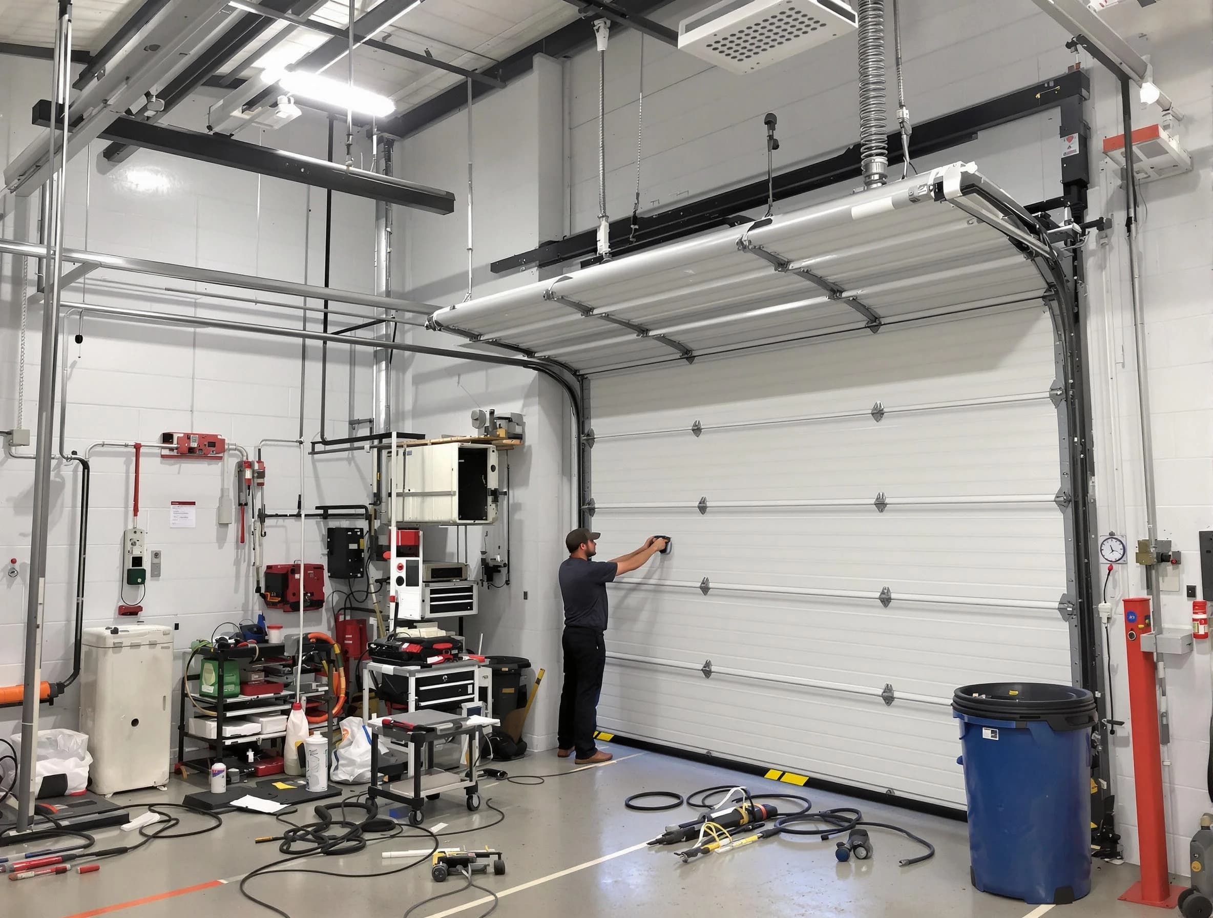 Christiana Garage Door Repair certified technician performing commercial door repair at a Christiana business facility