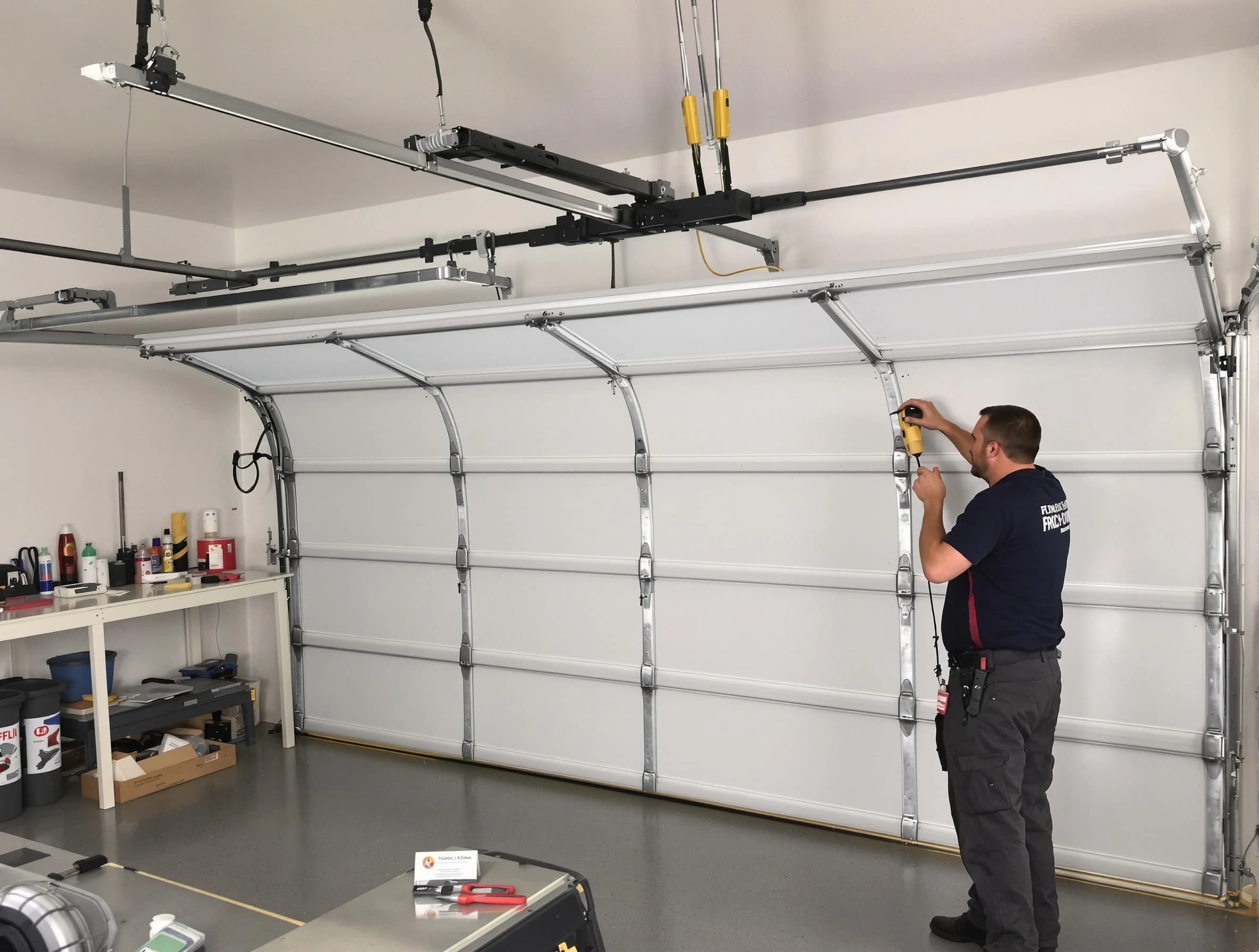 Christiana Garage Door Repair certified technician performing overhead door system repair in Christiana