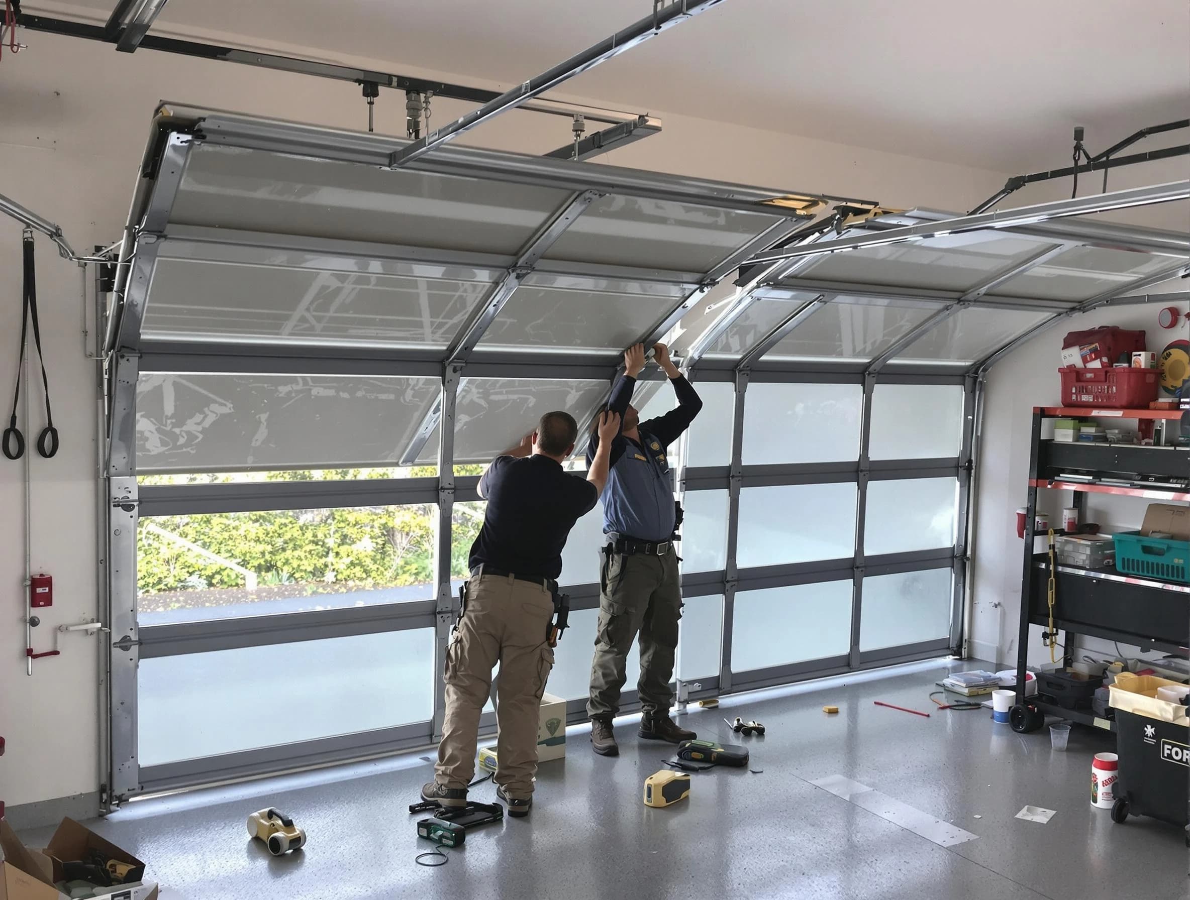 Christiana Garage Door Repair expert performing precise panel replacement on Christiana garage door