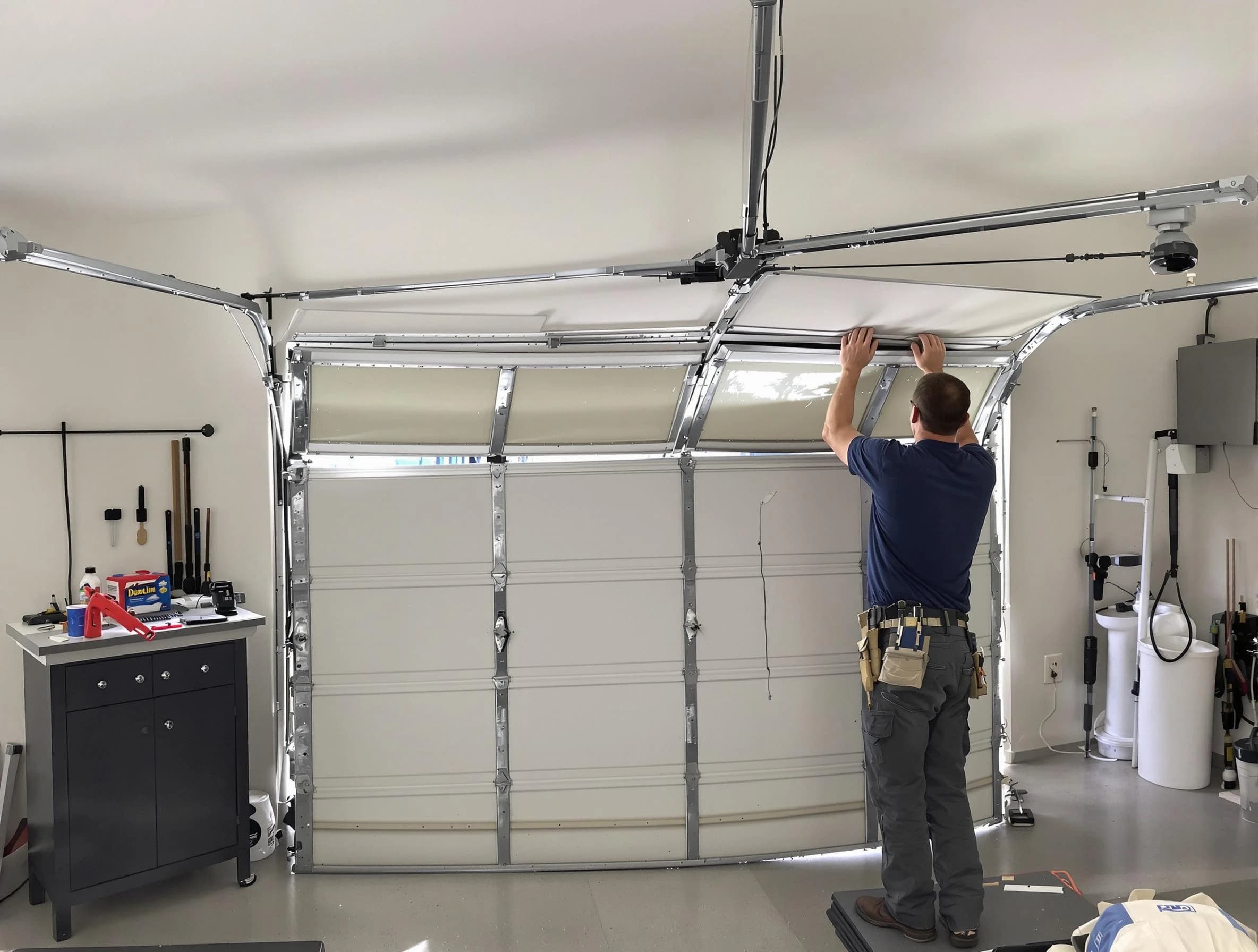 Christiana Garage Door Repair specialist performing precise section replacement on Christiana garage door