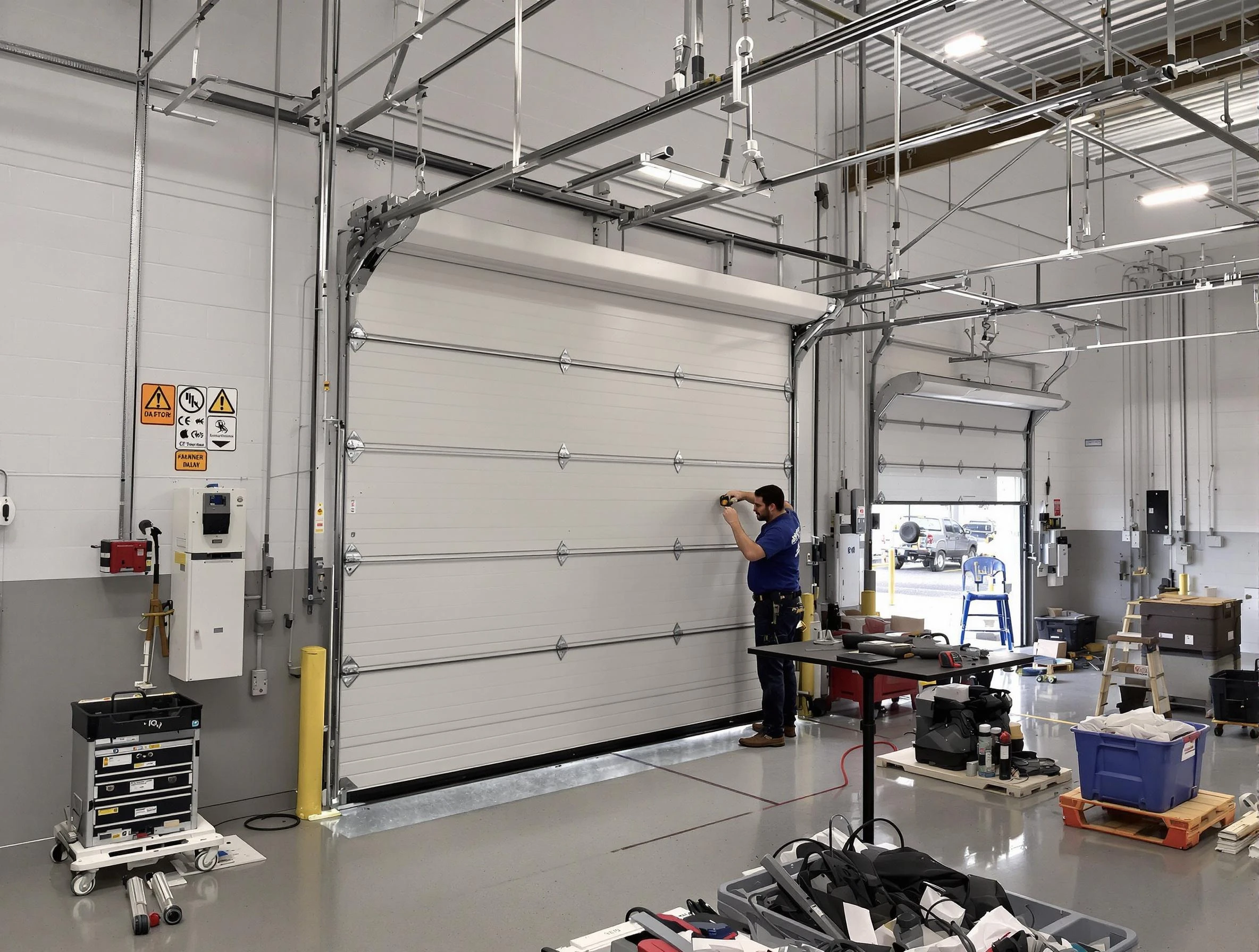 Commercial garage door repair being performed by Christiana Garage Door Repair expert in Christiana