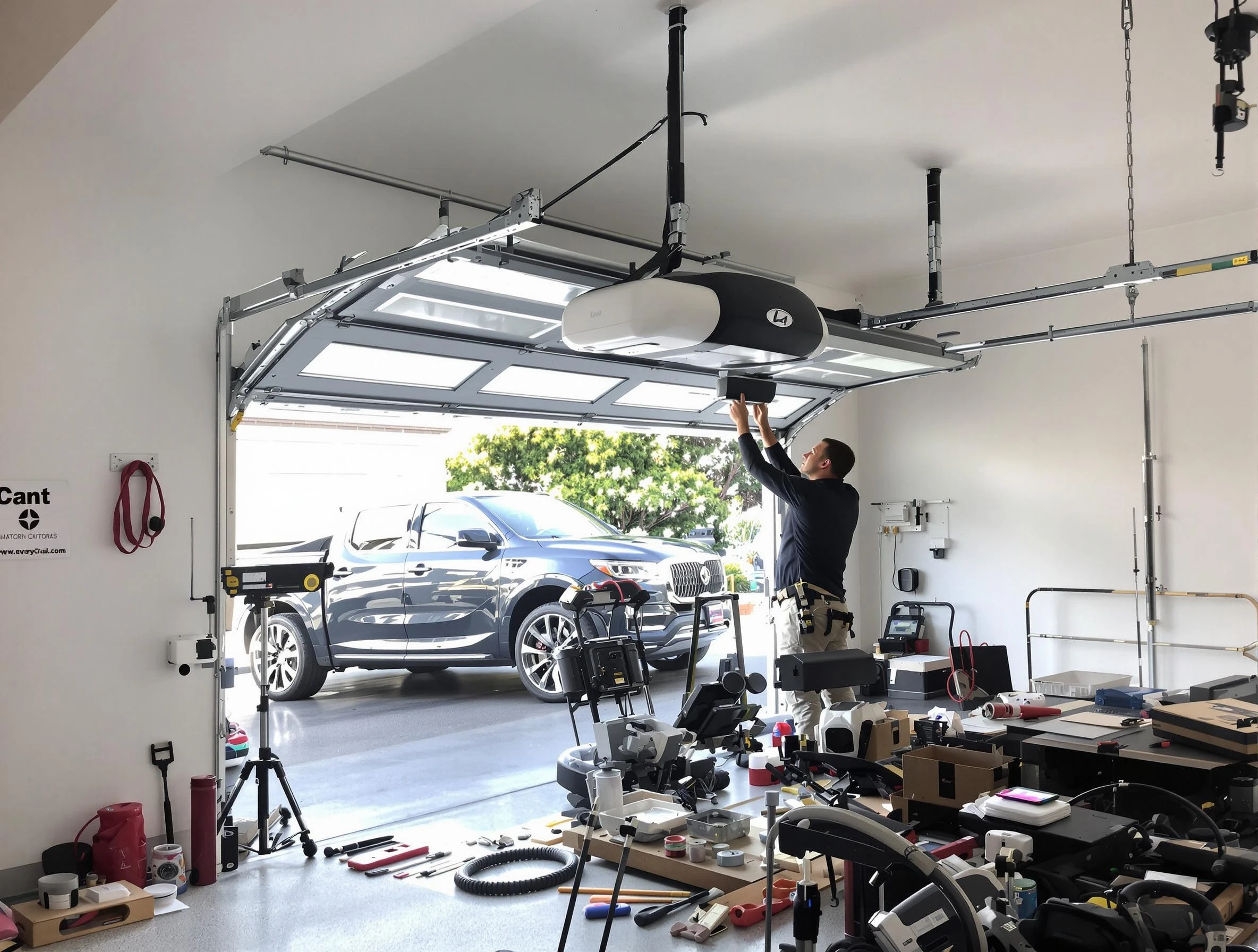 Christiana Garage Door Repair specialist installing smart garage door opener system in Christiana home