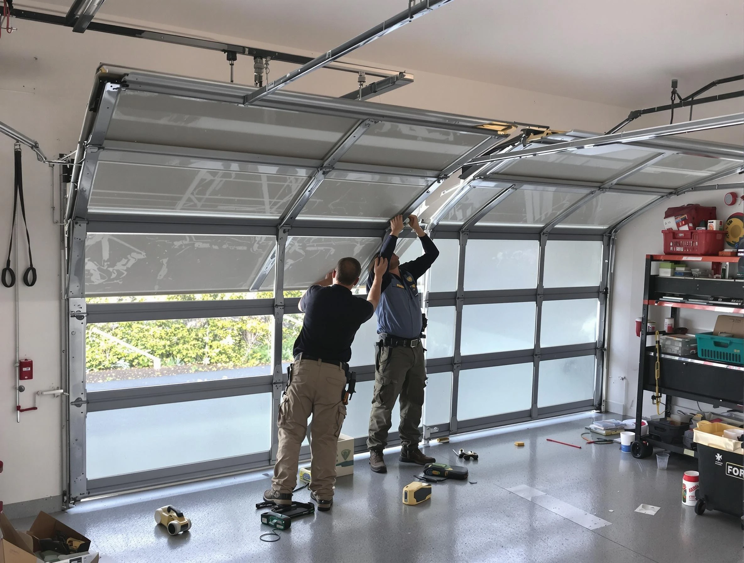 Christiana Garage Door Repair expert performing precise panel replacement on Christiana garage door