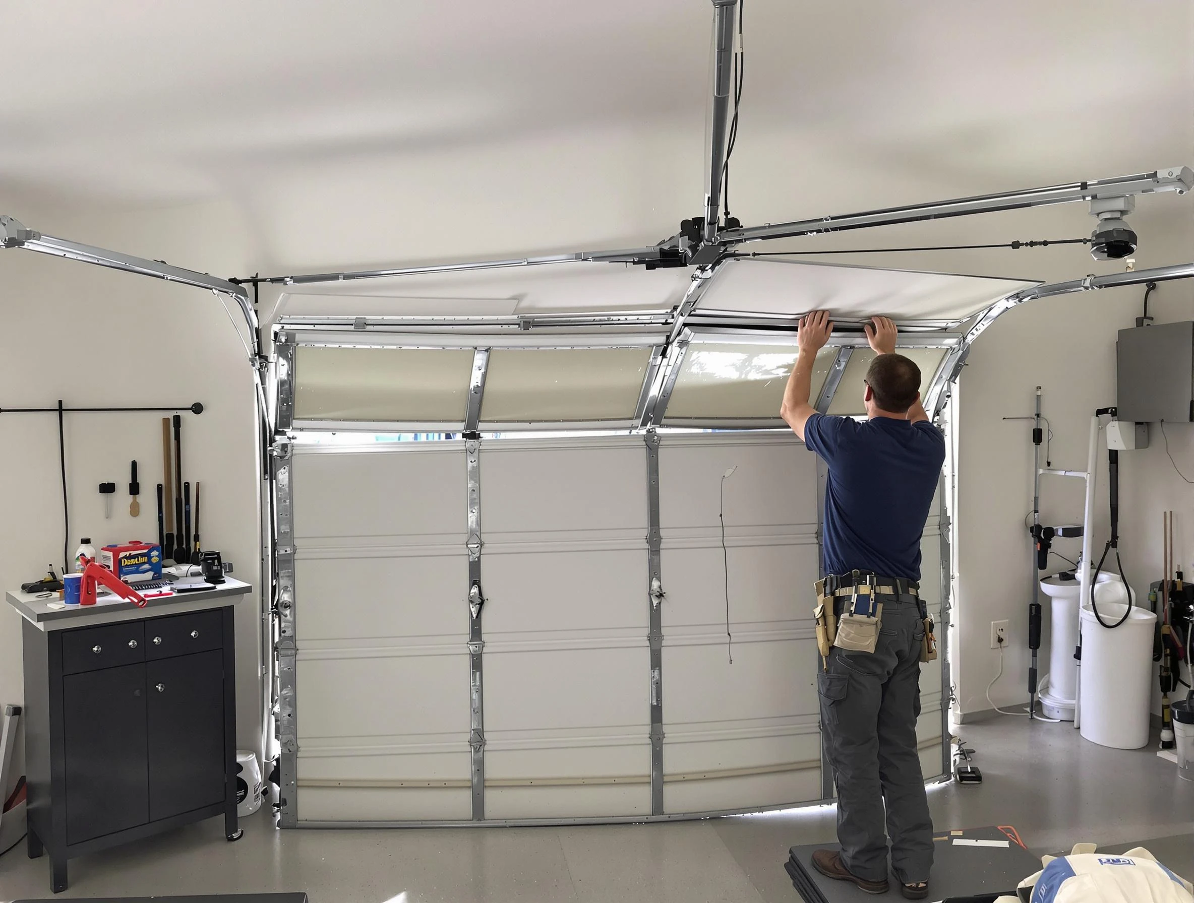 Christiana Garage Door Repair specialist performing precise section replacement on Christiana garage door