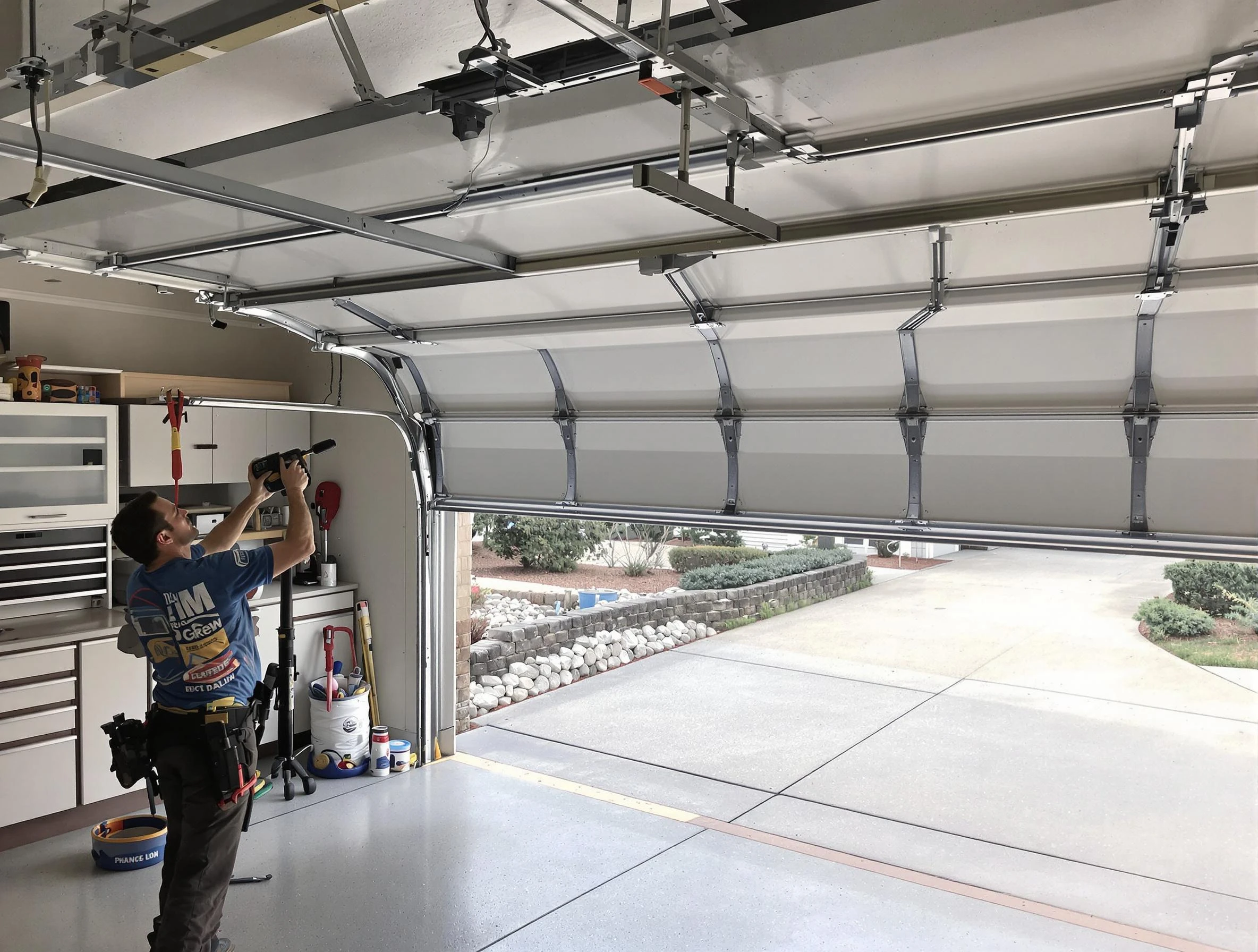 Garage door track repair service by Christiana Garage Door Repair in Christiana